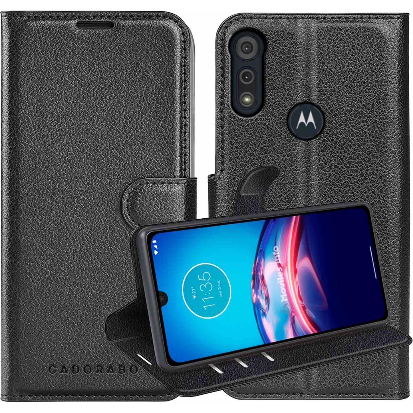 Cadorabo Book Stand Hülle für Motorola MOTO E6s 2020 (Motorola Moto E6s), Smartphone Hülle, Schwarz