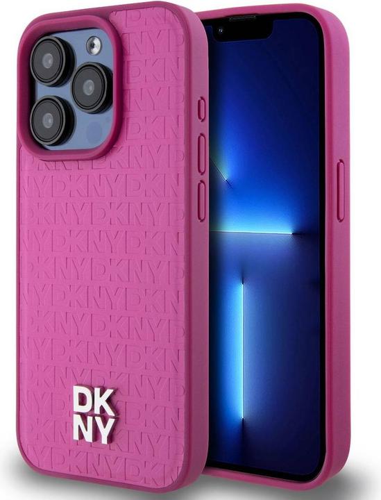 Actual product image DKNY DKHMP15XPSHRPSP iPhone 15 Pro Max 6.7" różowy/pink hardcase Leather Monogram Pattern Metal Logo (Apple iPhone 15 Pro Max)