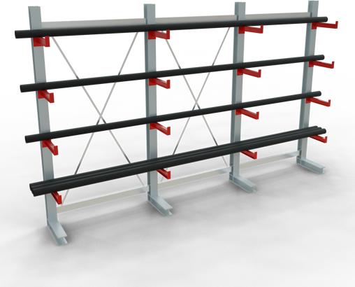 Produktbild Schulte Lagertechnik K 3000 Kragarm-Komplettregal 4 Ständer - 1-seitig