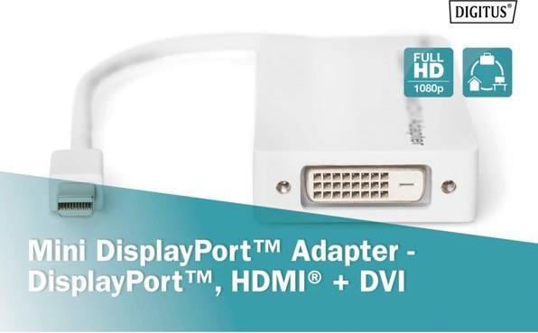Produktbild Digitus Mini DisplayPort zu (DVI, HDMI, Mini DP, 20 cm)