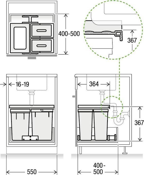 Produktbild Müllex Abfall-Einsatzsystem X-LINE X55 M17 (20 l)