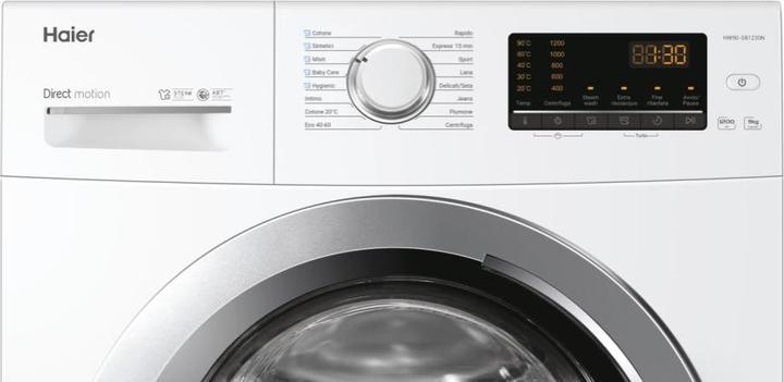 Produktbild Haier HW90-SB1230 Waschmaschine Freie Aufstellung Frontlader 9 kg 1200 U/min A Weiss (9 kg, Links)