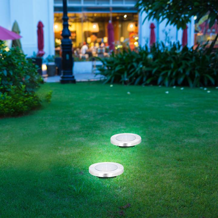 Immagine prodotto Grundig Set di 2 luci solari da terra in acciaio inox, con picchetto a terra, Ã˜ 12 x 12 cm