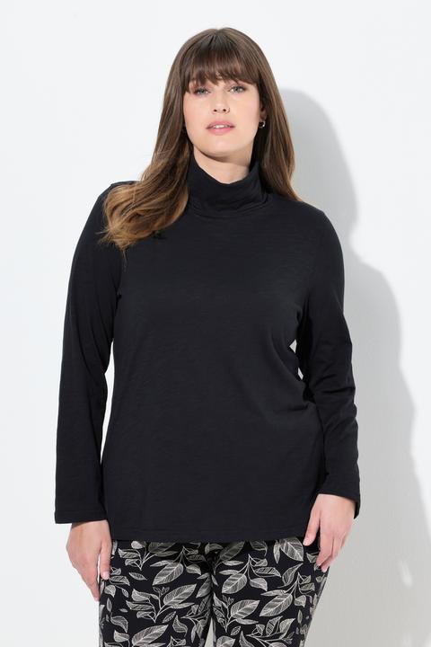 Immagine prodotto Ulla Popken Maglia dal taglio aderente in cotone biologico con collo da risvoltare e maniche lunghe (54)
