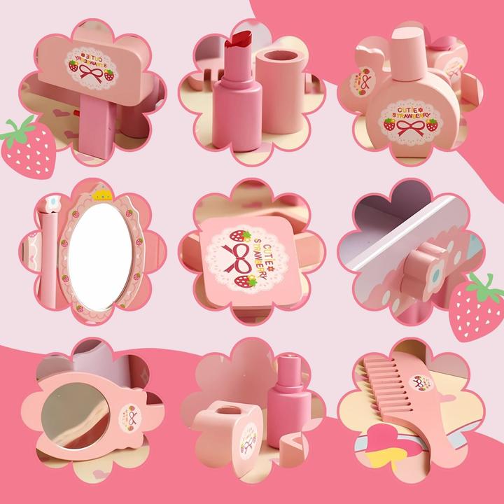 Image du produit Hermex Jeu de maquillage pour enfants Commode de maquillage Miroir de beauté Table de beauté (60 x 30 x 96,5 cm)