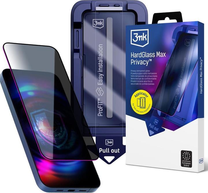 Produktbild 3MK Other goods 9H tempered glass with HardGlass Max Privacy filter for iPhone 16 Pro/17 (1 Stk., Apple iPhone 16 Pro, Apple iPhone 17 Pro)