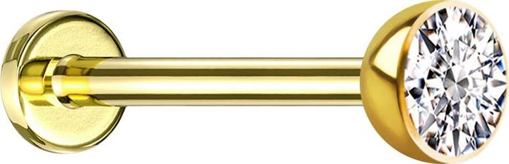 Produktbild Star Piercing Micro Threadless Labret vergoldet Halbkugel mit Kristall silber (ohne Messing, Titan)