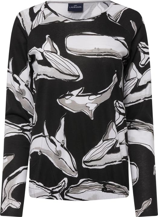 Produktbild Laurasøn T-Shirt, Wal-Print, Rundhals, Langarm, elastischer Saum, OEKO-TEX (M)