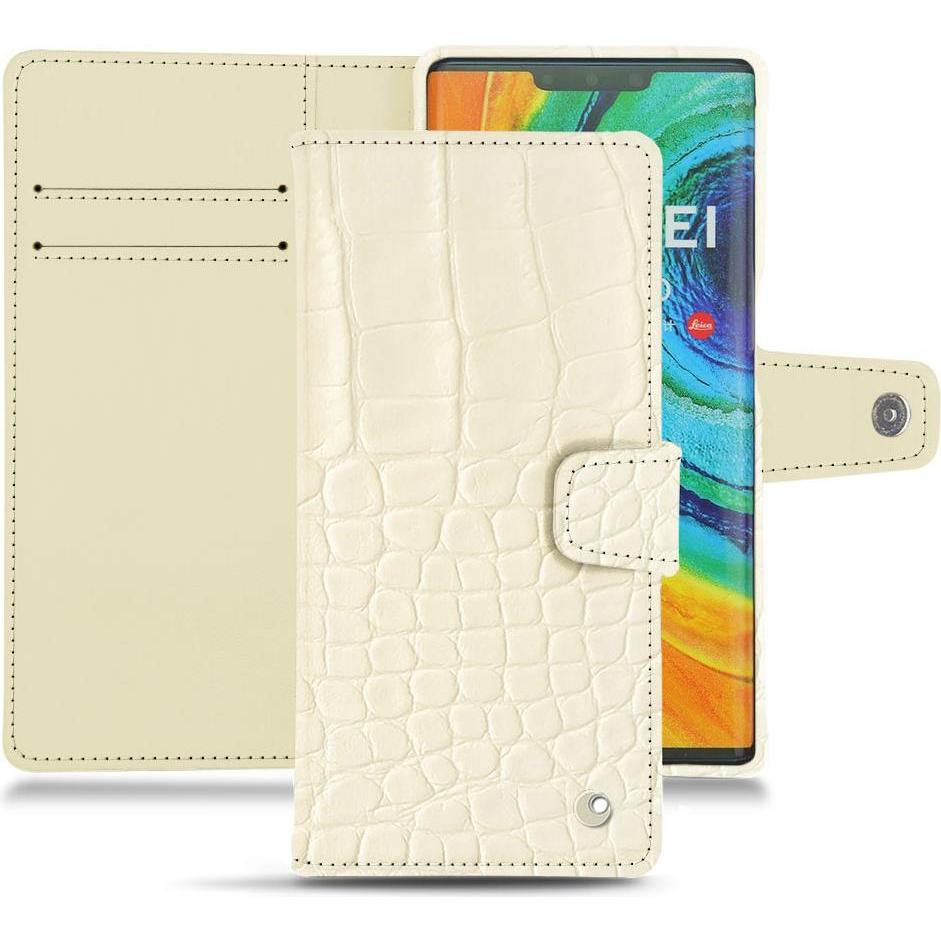 Noreve Lederschutzhülle Wallet (Huawei Mate 30 Pro), Smartphone Hülle, Weiss