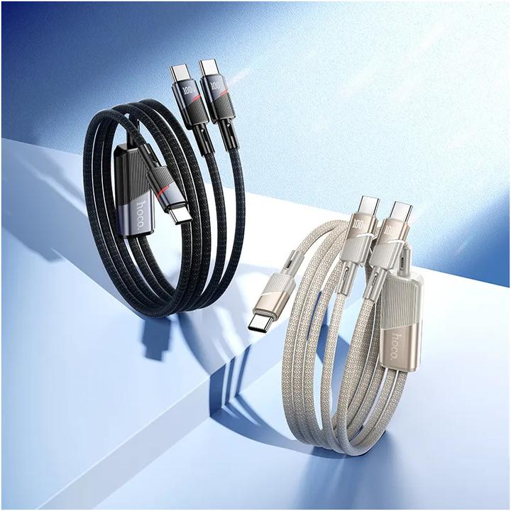 Actual product image Hoco Cable Cable 2in1 USB C to USB C / USB C 5A 100W 1,2 m U139 black (1.20 m, 100 W)