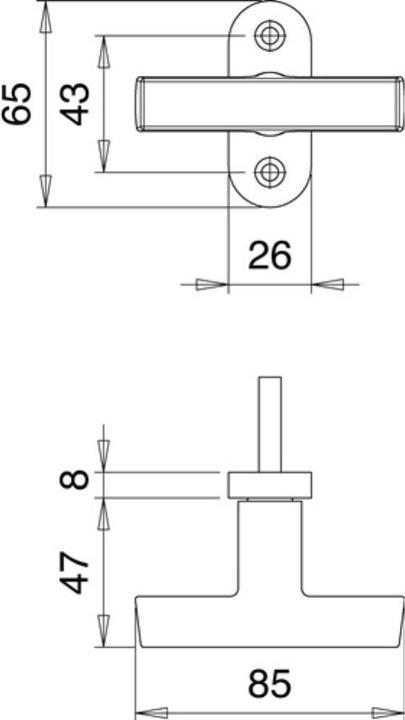 Actual product image EDI Window handle 1511/0000 Aluminium F2 / nickel silver coloured 35 mm cross handle