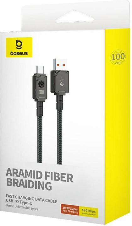 Actual product image Baseus Fast Charging Data Cable USB to USB-C, 100W, 1m - Black (1 m, 100 W)