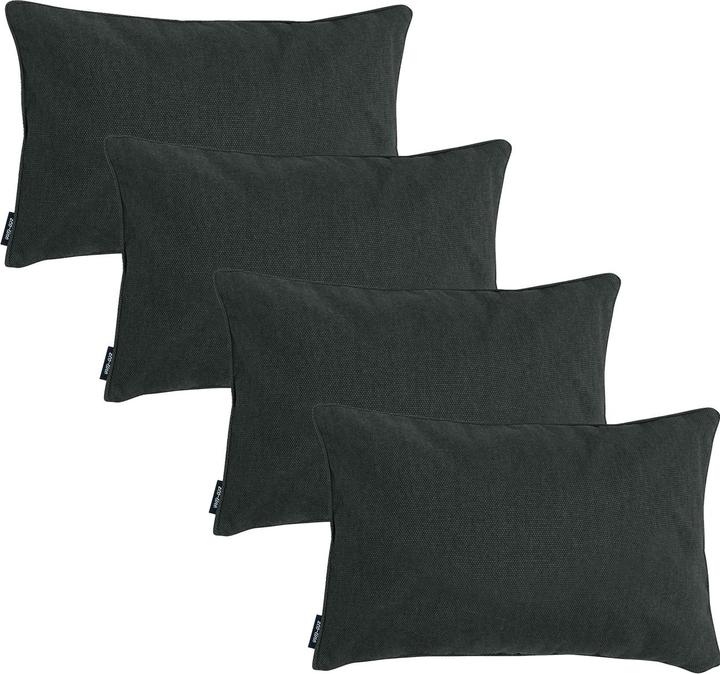 Madison 4er-Set Deko-Kissen wasserabwesend, bequemes Outdoorkissen, dunkel grau, 50 x 30 x 10 (50 x 30 x 10 cm)