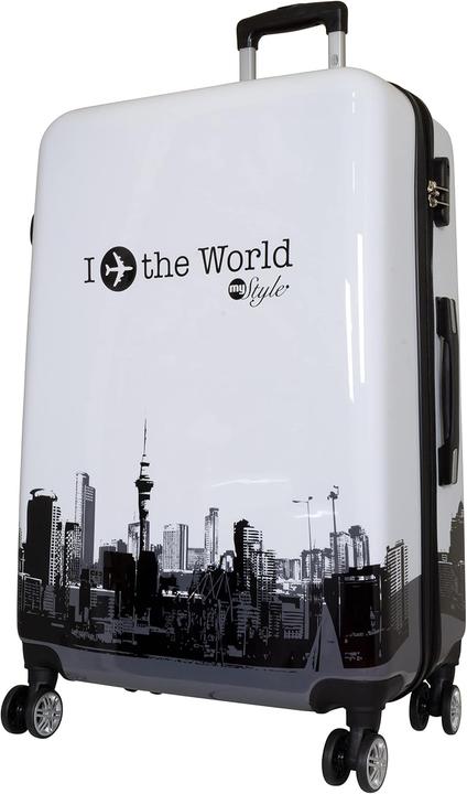 Immagine prodotto Trendyshop365 Hartschalen-Reisekoffer mit Dehnungsfalte Fly The World (94 l)
