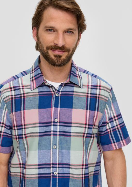 Produktbild S.Oliver Hemd Kariertes Kurzarmhemd aus Leinenmix (M)