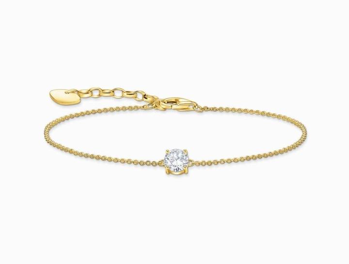 Image du produit Thomas Sabo Bracelet avec pendentif blanc en zirconium doré (19 cm, Argent sterling 925, Or jaune 750 plaqué or)