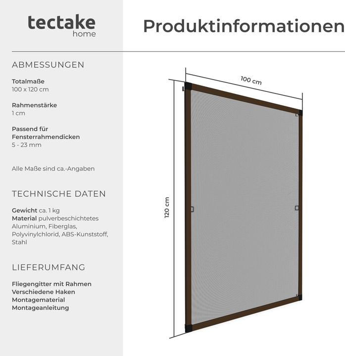 Image du produit tectake Moustiquaire pour fenêtre (100 x 120 cm)