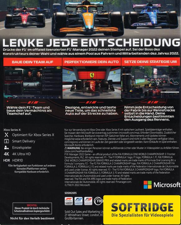 Actual product image F1 Manager 22 (Xbox Series X, Xbox One S, DE)