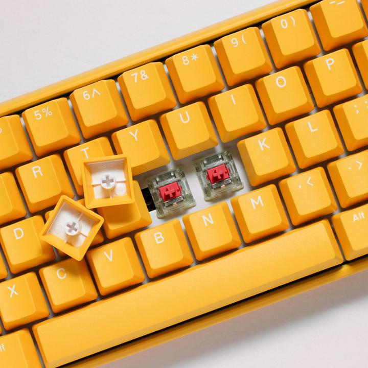 Actual product image Ducky One 3 Yellow Gaming Keyboard, RGB LED - MX-Red (US) (US, Cable)
