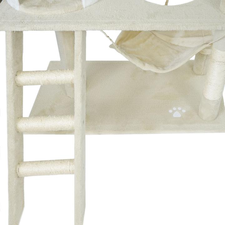 Produktbild Wiltec Kratzbaum beige/weiss 141cm Katzenbaum Katzenkratzbaum Kletterbaum Katze (141 cm, Weiss, Beige)