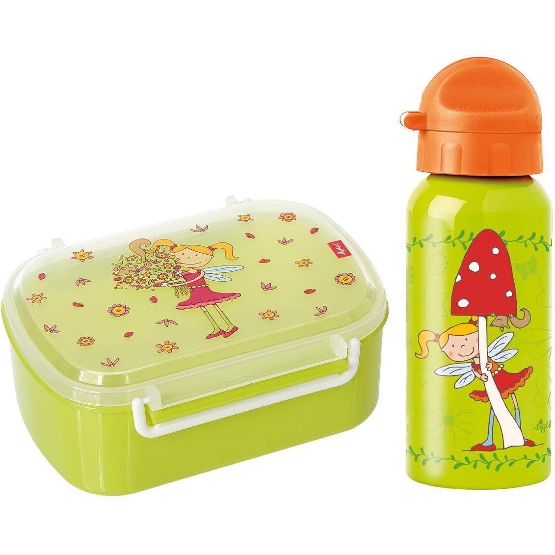 Sigikid Brotdose + Trinkflasche, Lunchbox, Grün