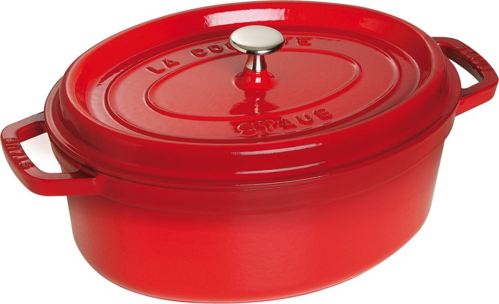 Staub Bräter oval kirschrot (23 cm, Bräter + Schmortopf, Gusseisen, Emaille)