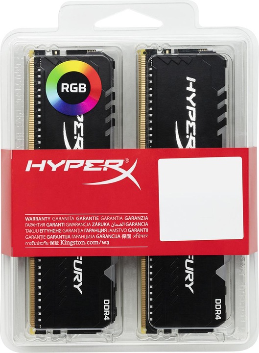 Produktbild Kingston Memory DDR4, CL16, DIMM, Kit of 4, HyperX FURY RGB (4 x 32GB, 2666 MHz, DDR4-RAM, DIMM)
