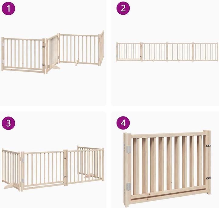 Actual product image vidaXL Hundetor mit Tür Faltbar Hundegitter Schutzgitter 4-tlg. Massivholz Tanne (30 cm)