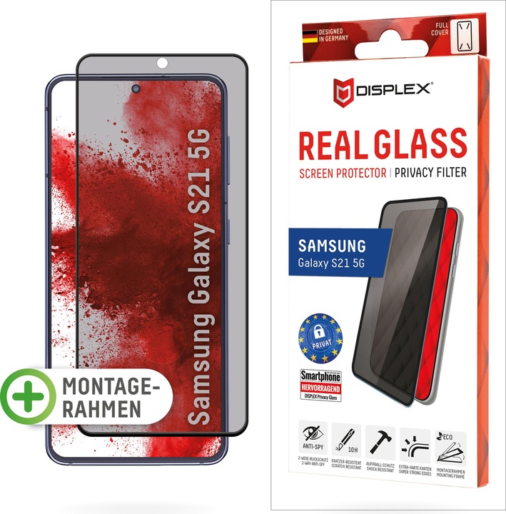 Image du produit Displex Real Glass, Privacy Full Cover Panzerglas (1 pièce(s), Samsung Galaxy S21 5G)