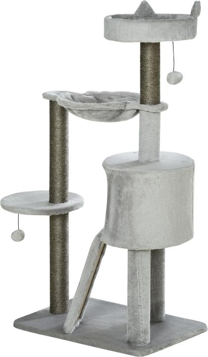 Produktbild PawHut Kratzbaum mit Katzenhöhle (113 cm, Grau, Hellgrau)