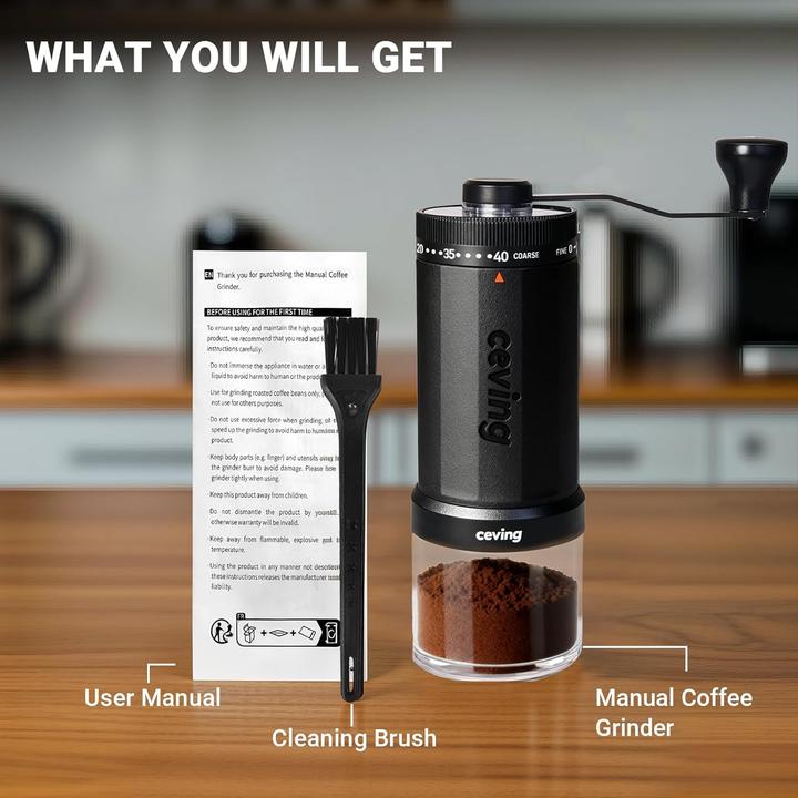 Produktbild ‎Ceving Manuelle Kaffeemühle mit 40 Mahlstufen, Modell Mega