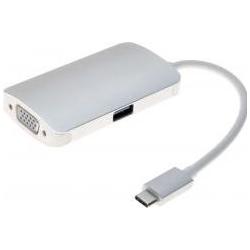 Exertis Connect USB Konverter Type-C(TM) auf VGA (USB-C), Dockingstation + USB Hub, Grau, Weiss