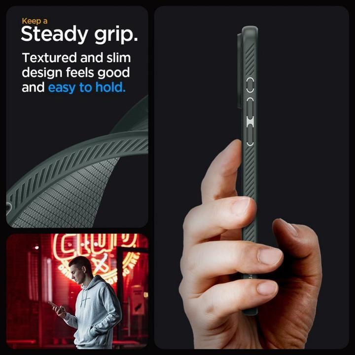 Actual product image Spigen Liquid Air iPhone 15 Pro Max 6.7" zielony/abyss green ACS06564 (Apple iPhone 15 Pro Max)