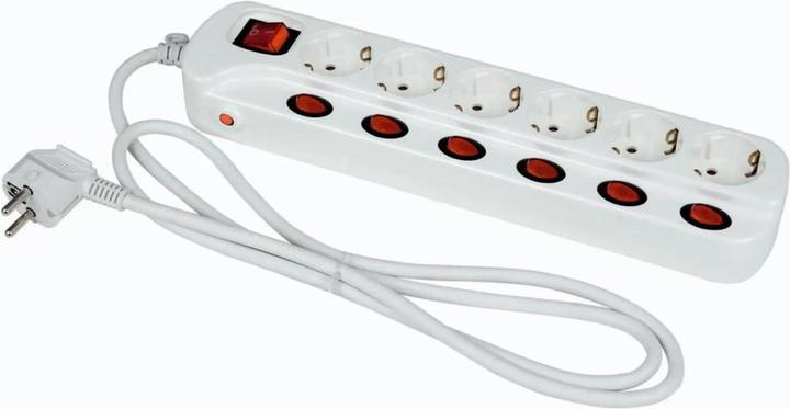 Image du produit Heitronic 45191 Bloc multiprise avec interrupteur 6x blanc contact de protection 1 pce (6x, CEE 7/3, 1.50 m)