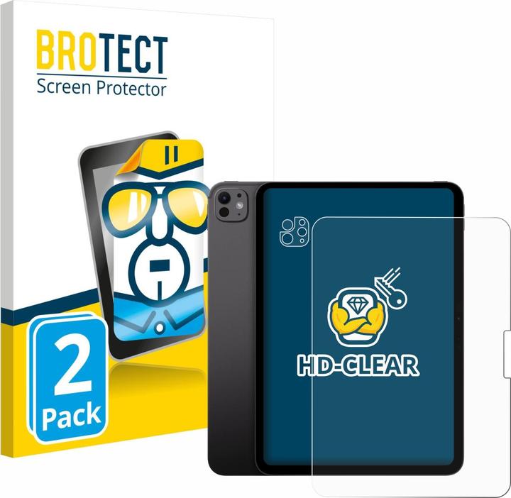 BROTECT Schutzfolie für Apple iPad Pro 11" 2025 (Display+Kamera) Displayschutz Displayschutzfolie Folie (2 Stk., Apple iPad Pro 11 2025)