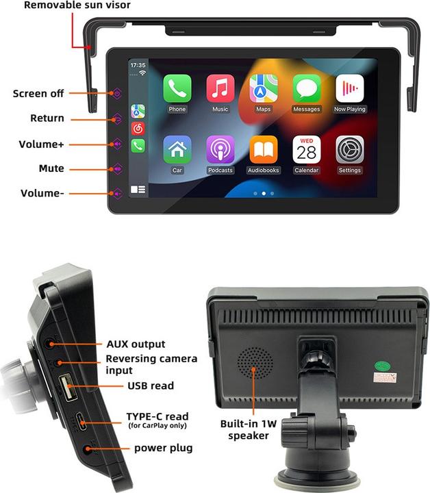 Immagine prodotto Werkstein Digitales Autoradio FM Transmitter, MP5, Bluetooth, CarPlay, Android Auto (Auto Android, Apple Carplay, MirrorLink)