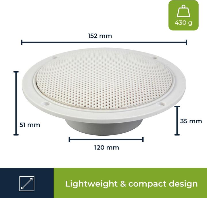 Actual product image Velleman SET OF 2 x 5" WATERPROOF CONE SOUND SPEAKERS WITH PROTECTIVE GRID 80W / 8 OHM (1 PAIR) (1 pair)