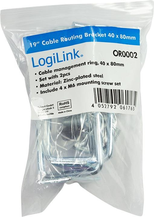 Produktbild LogiLink Kabelführungsbügel 40 x 80 mm für 19" Schränke, 2 Stück