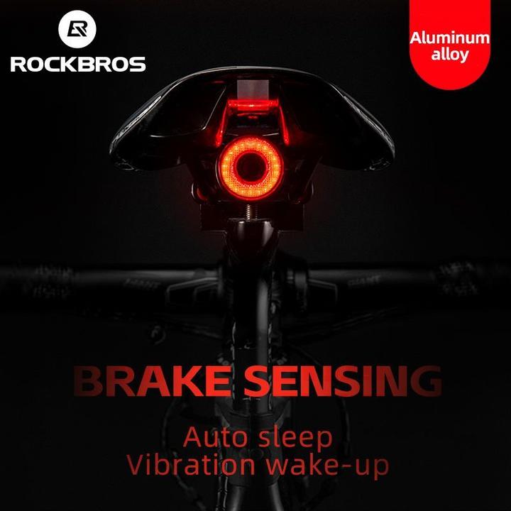 Productafbeelding Rockbros Q5 fietsachterlicht met intelligent stopsysteem - zwart (60 lm)