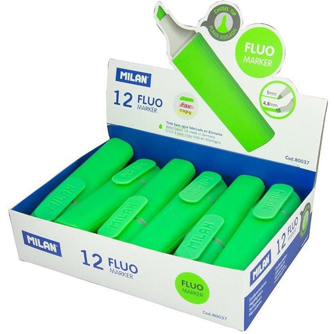 Milan, Evidenziatori, Fluo-Textmarker flach grün (12 Stück) (12 x)
