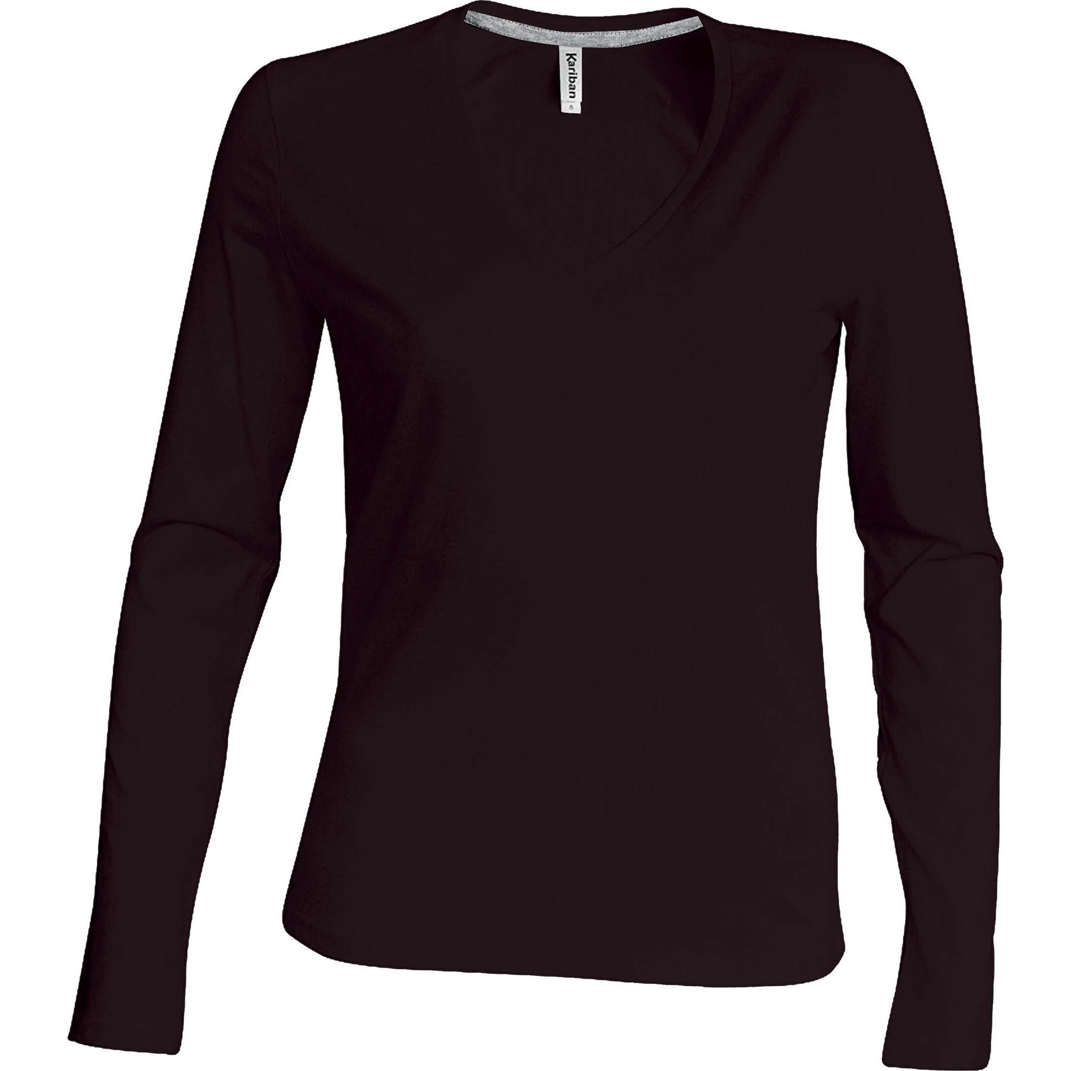 Kariban, Damen, Shirt, Col V, Braun, (M)