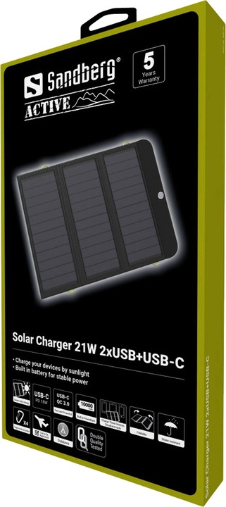 Immagine prodotto Sandberg caricabatterie solare (6000 mAh, 21 W, 22.20 Wh)