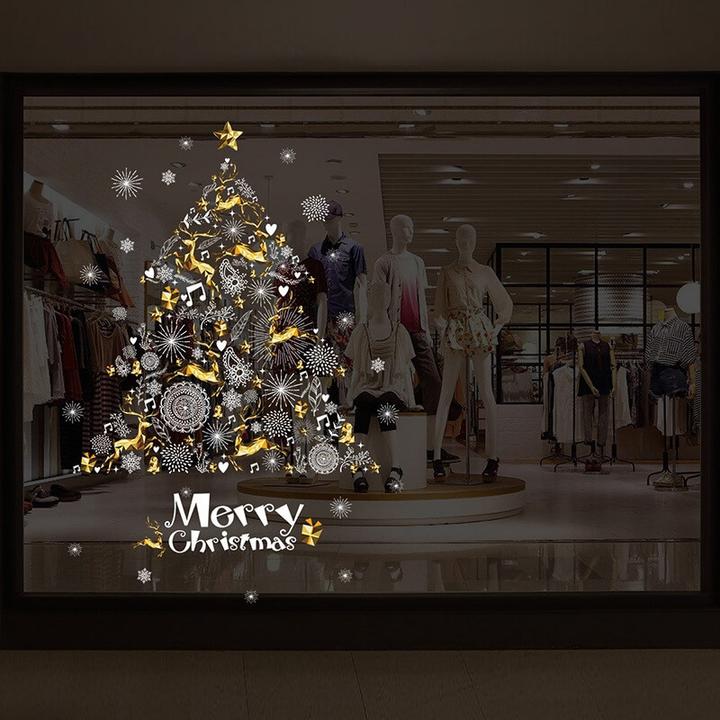Image du produit Cover-Discount Stickers muraux Arbre de Noël doré (90 x 60 cm)