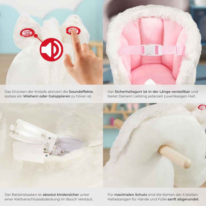 Actual product image tectake Rocking horse with plush, high-quality design, from 18 months