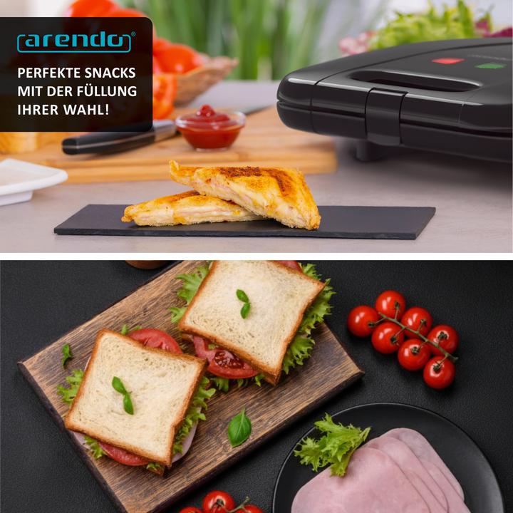 Produktbild Arendo Sandwichmaker XXL für 4 Sandwiches, 1400 W, Sandwichtoaster für grosse Toasts, Antihaftbeschichtet