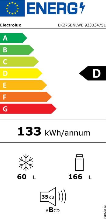 Energie-Label Electrolux EK276BNLWE (240 l)