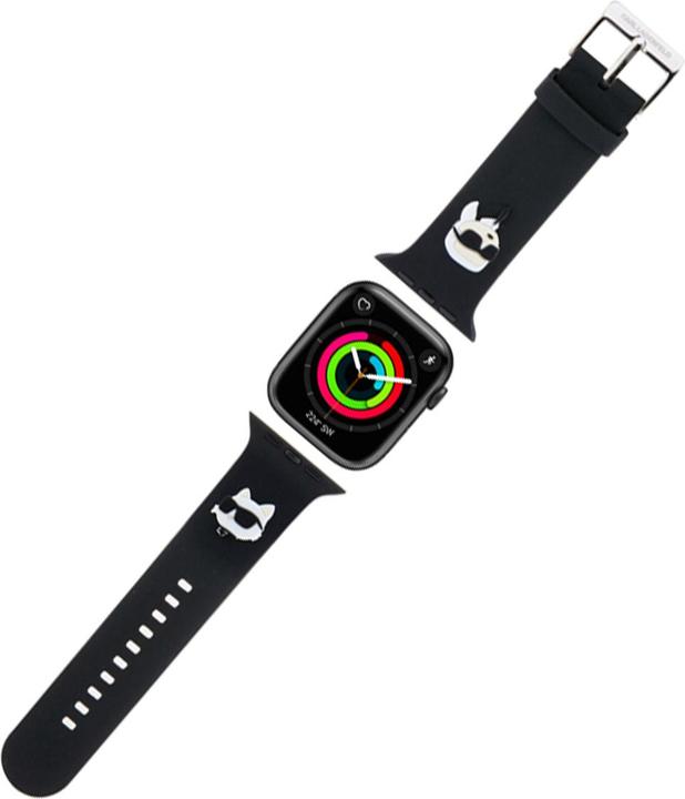 Produktbild Karl Lagerfeld Pasek KLAWLSLKCNK Apple Watch 42/44/45mm czarny/black strap 3D Rubber Karl&Choupette (Kunststoff, Silikon)