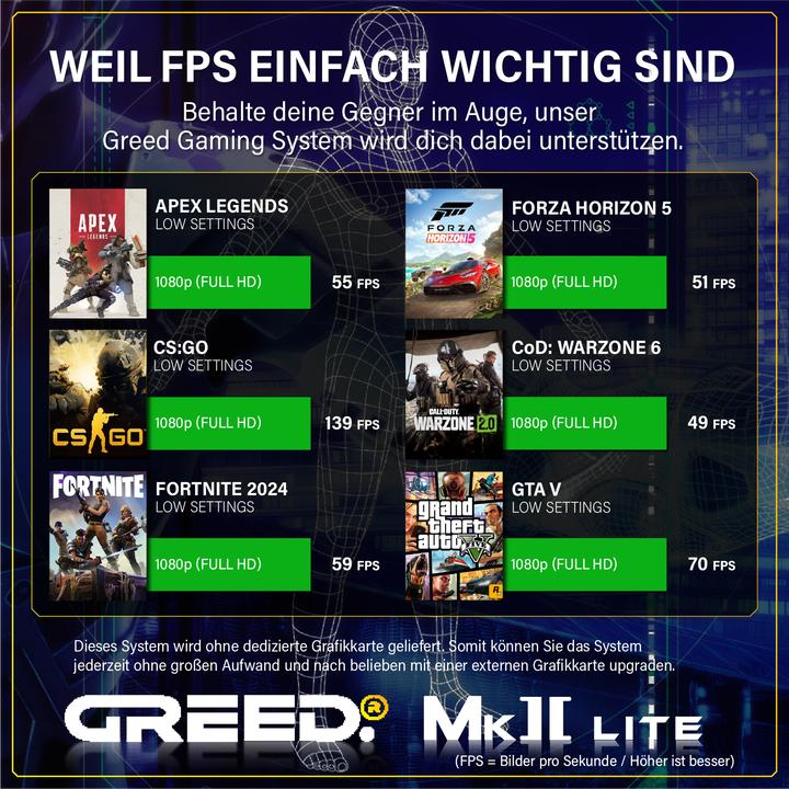 Produktbild Greed MK2 AMD LITE - Gaming PC - Vega 7 (512 GB, 32 GB, AMD Ryzen 5 4600G)