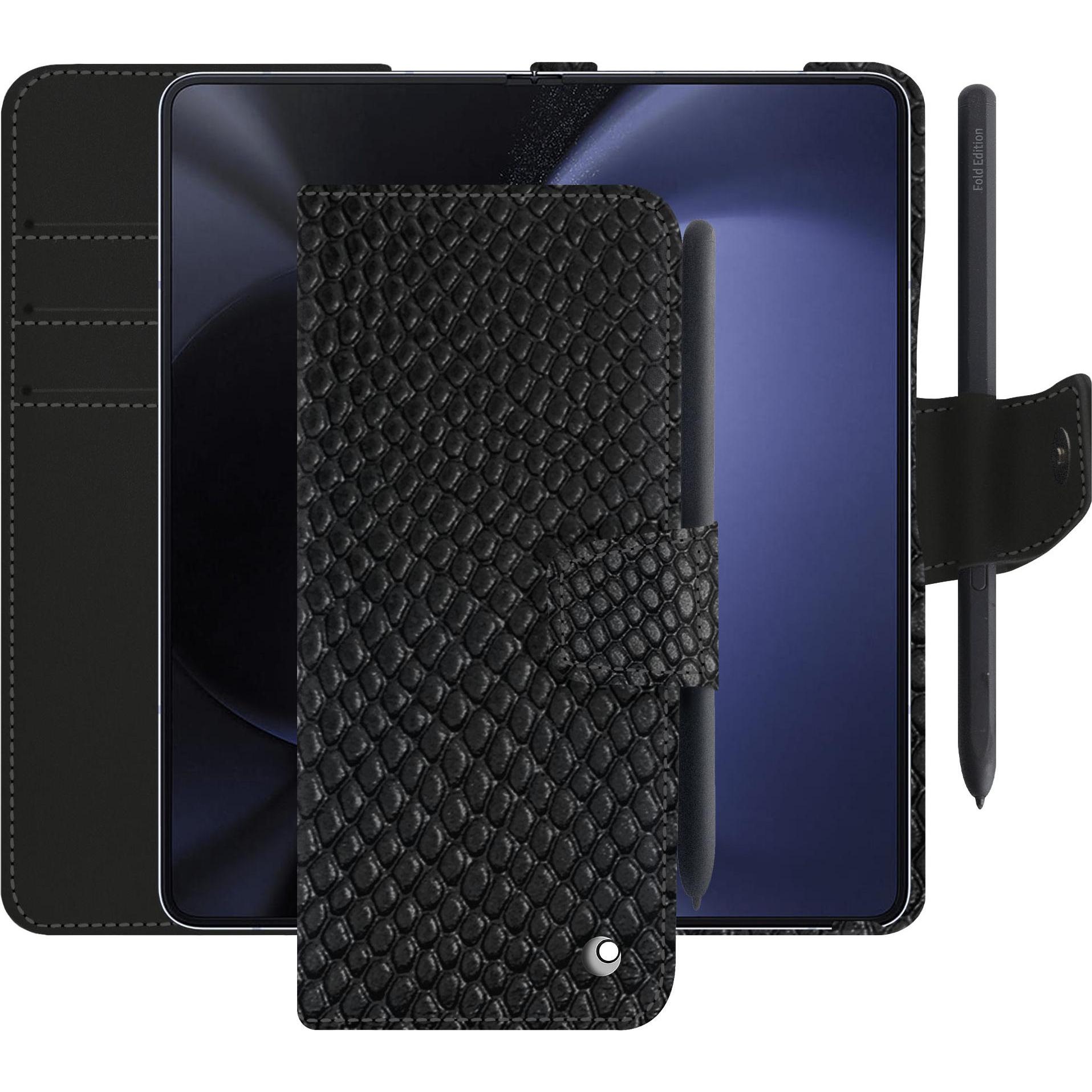 Noreve Lederschutzhülle Samsung Galaxy Z Fold5 (Samsung Galaxy Z Fold5), Smartphone Hülle, Schwarz