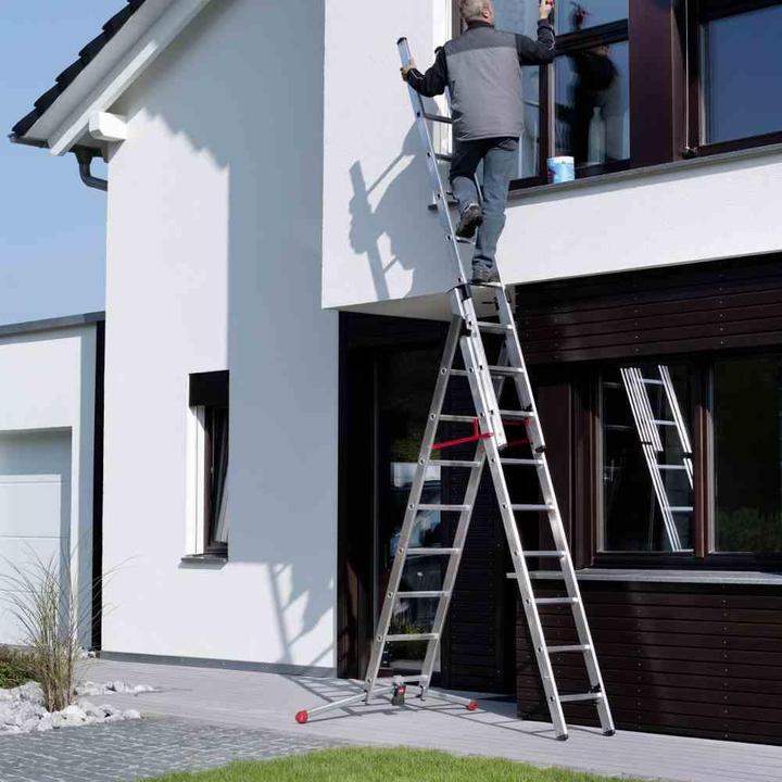 Produktbild Hailo S100 ProfiLOT, Aluminium Kombileiter 3-teilig, 2x9 + 1x8  Sprossen (Stehleiter)